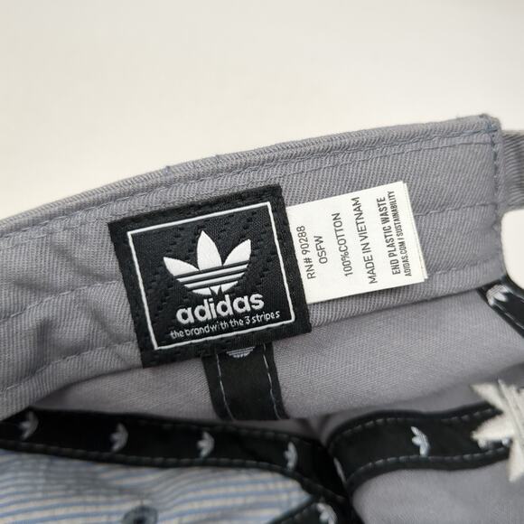 Adidas Trefoil Slideback Hat Gray One Size Embroidered Vent Holes - Picture 9 of 9